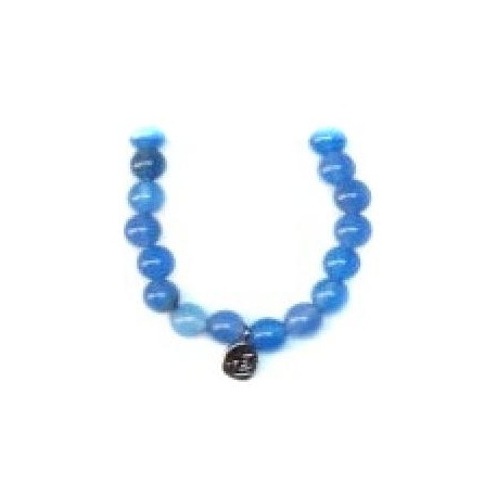 Bracelet perles ETERNiTE (恒) en AGATE BLEUE 6mm