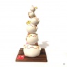 Totem Fugugasane MANEKi NEKO en argile blanche (h16.5cm)