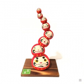 Totem Fukugasane DARUMA en argile blanche (h16.5cm)