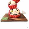 Totem Fugugasane DARUMA en argile blanche (h16.5cm)