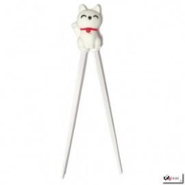 Baguettes enfant Maneki Neko BLANC en silicone (21.5cm)