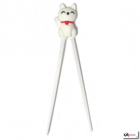 Baguettes enfant Maneki Neko BLANC en silicone (21.5cm)