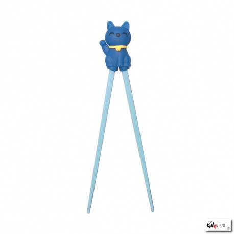 Baguettes enfant Maneki Neko BLEU en silicone (21.5cm)