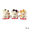 Maneki Neko MiNi TRiO en porcelaine japonaise (h3.4cm)