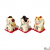 Maneki Neko MiNi TRiO en porcelaine japonaise (h3.4cm)