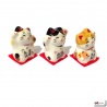 Maneki Neko MiNi TRiO en porcelaine japonaise (h3.4cm)