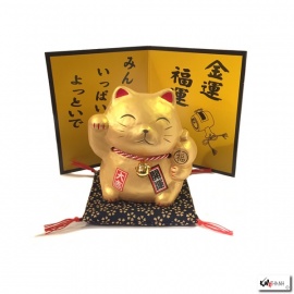 Tirelire Maneki neko 招き猫 DORé en porcelaine (h10.5cm)