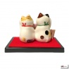 Maneki neko COUPLE d'AMOUREUX en porcelaine (h6.5cm)