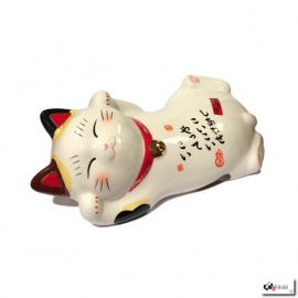 Tirelire-oreiller Maneki Neko 招き猫 PETiT CâLiN en porcelaine (L27cm)