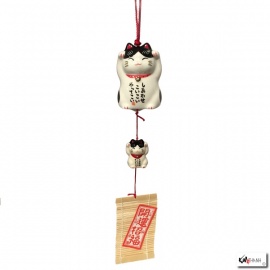 Carillon à vent japonais (風鈴 fuurin) DOUbLE MANEKi butchi en porcelaine