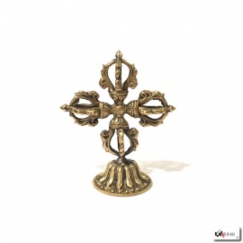 Double dorje sur socle en laiton (h12.5cm)