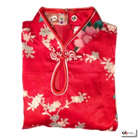 Robe goutte courte imprimé FLEURS & PAON rouge