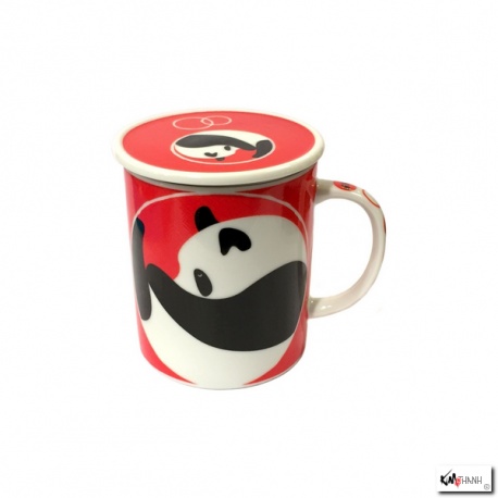 Tisanière PANdA rouge en porcelaine japonaise