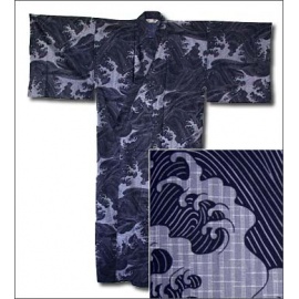 Yukata long NAMi 波 bleu 100% coton 63