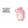 Porte-monnaie mimi POCHi Friends 3D PENGUiN rose en silicone