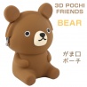 Porte-monnaie mimi POCHi Friends 3D OURS brun en silicone