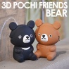 Porte-monnaie mimi POCHi Friends 3D OURS noir en silicone