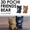 Porte-monnaie mimi POCHi Friends 3D OURS noir en silicone