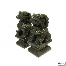 Chiens de Foo en jade (石獅 : Protection) h15cm