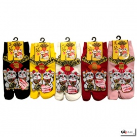 Tabi Socks S - Soquettes à orteil japonaises DOUbLE MANEKi NEKO 招き猫 (extensible t34 à t39)