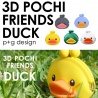 Porte-monnaie mimi POCHi Friends 3D DUCK BLEU en silicone