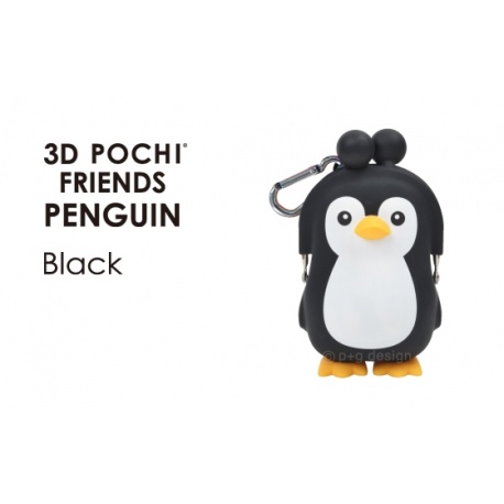 Porte-monnaie mimi POCHi Friends 3D PENGUiN noir en silicone