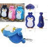 Porte-monnaie mimi POCHi Friends 3D PENGUiN bleu en silicone