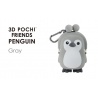Porte-monnaie mimi POCHi Friends 3D PENGUiN gris en silicone