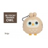 Porte-monnaie mimi POCHi Friends 3D ChOUETTE beige en silicone