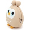 Porte-monnaie mimi POCHi Friends 3D ChOUETTE beige en silicone