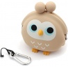 Porte-monnaie mimi POCHi Friends 3D ChOUETTE beige en silicone