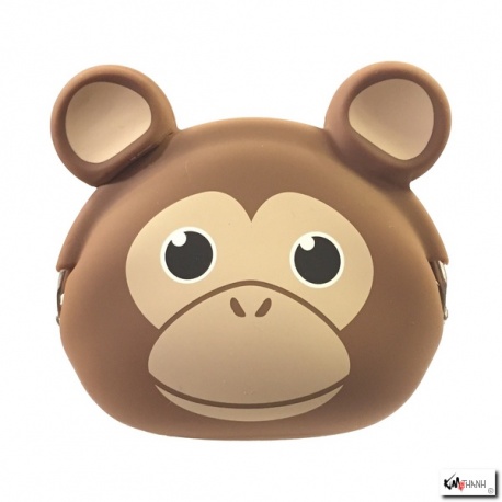 Porte-monnaie mimi POCHi Friends SiNGE brun en silicone