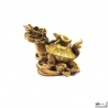 Dragon-tortue sur lingots & pièces en cuivre doré (h4.5cm)