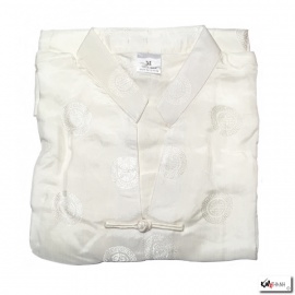 Chemisier col mao BONhEUR manches courtes 100% soie blanc