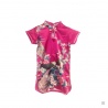 Robe enfant imprimé FLEURS & PAON fushia