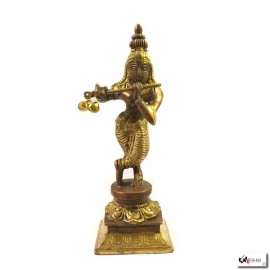 Krishna en laiton bronze et or (h16cm)