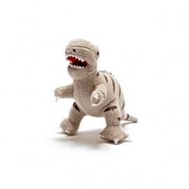 Hochet peluche dinosaure T-REX "TERRY" gris en crochet fait main 100% coton (h12cm)