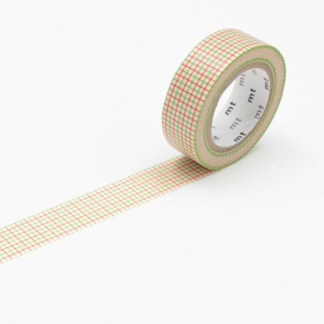 masking tape déco hougan green x orange (quadrillage vert et orange) 15mm*10m