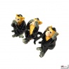 3 Singes sapajou en porcelaine thaïlandaise (h4cm)