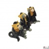 3 Singes sapajou en porcelaine thaïlandaise (h4cm)