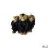 3 Singes sapajou en porcelaine thaïlandaise (h4cm)