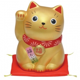 Maneki Neko 招き猫 DORé en argile blanche (h9cm)