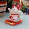 Maneki neko animé 100% solaire 2 PATTES (Bonheur et Richesse) 10cm blanc