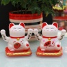 Maneki neko animé 100% solaire 2 PATTES (Bonheur et Richesse) 10cm blanc