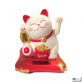 Maneki Neko 招き猫 animé 100% SOLAiRE richesse blanc h16cm