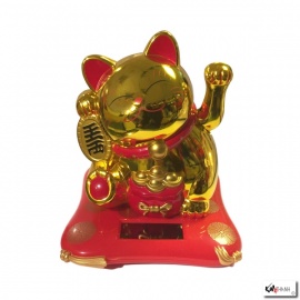 Maneki Neko animé 100% SOLAiRE richesse doré h16cm