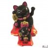 Maneki Neko animé 100% SOLAiRE richesse noir h16cm