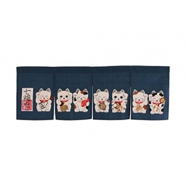 Noren 7 MANEKi NEKO bleu clair 100% coton 85*30cm