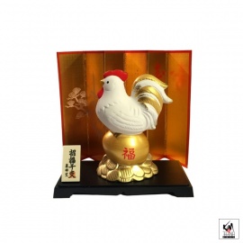 Coq 2017 sur oeuf d'or en argile h8cm