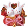 Couple LAPiNS dans une pochette en chirimen (h8cm)